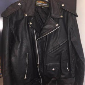 Mens Vintage XXXL Leather Biker Jacket (size52-54)